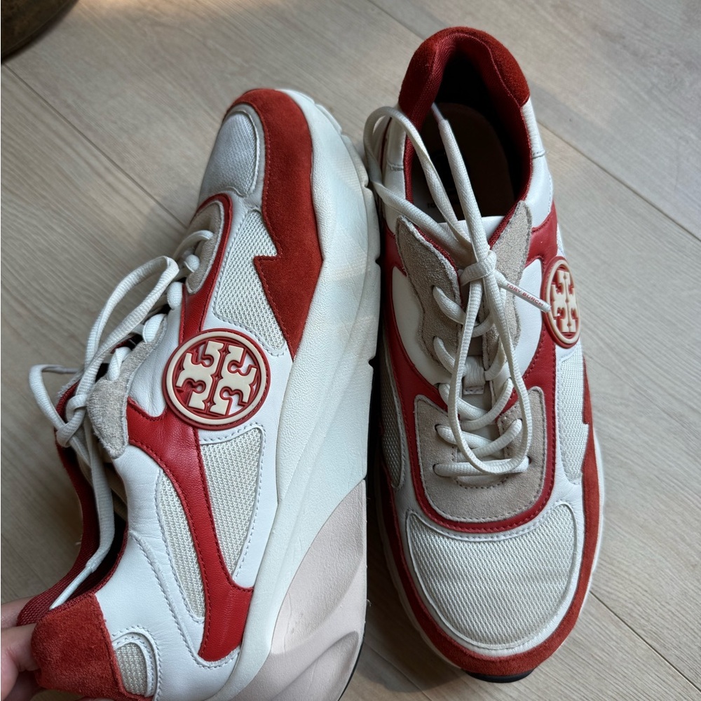 Tory Burch Red and Cream Sneakers